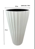Beyaz Lilyum Model Vazo Dekoratif Plastik Saksı 57cm 9 Litre İç Hacim Estetik ve Modern Tasarım - 2