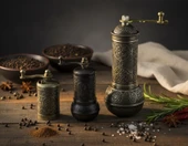 LUDIA Zamak Metal Kalay Renk 3 lü Set Karabiber,Kahve,Çörek Otu El Değirmeni Öğütücü Grinder - 1