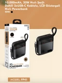 10000mAh Dijital Göstergeli Type-C Kablolu/Girişli 20W Hızlı Şarjlı Powerbank Siyah - 5