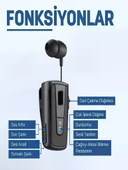 BT 5.4 100mAh Titreşimli Yaka Klipsli Bluetooth Kulaklık - 10M Menzil, Universal Uyumlu, 35CM thumbnail 4