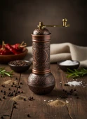LUDIA Zamak Metal Bakır Renk 3 lü Set Karabiber,Kahve,Çörek Otu El Değirmeni Öğütücü Grinder - 3