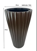 Kahverengi Lilyum Model Vazo Dekoratif Plastik Saksı 57cm 9 Litre İç Hacim Estetik ve Modern Tasarım - 5