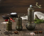 LUDIA Zamak Metal Antik Renk 3 lü Set Karabiber,Kahve,Çörek Otu El Değirmeni Öğütücü Grinder - 5