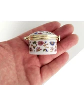 Porselen işlemeli likalı hokka, şık kaliteli zarif hokka, mürekkep kutusu, yuvarlak mavi thumbnail 3