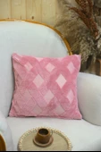 Cross | Welsoft Jakarlı Dekoratif Kırlent Kılıfı 43x43 - ZTCROSS  pembe - 1