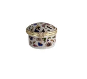 Porselen işlemeli likalı hokka, şık kaliteli zarif hokka, mürekkep kutusu, yuvarlak mavi thumbnail 5