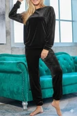 Lucky Life Kadın Uzun Kollu Yuvarlak Yakalı Kadife Bluz Ve Pantolon Takım thumbnail 5