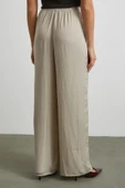 Beli Lastikli Dökümlü Geniş Paça Pantolon Taş thumbnail 6