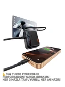 10000mAh Dijital Göstergeli Type-C Kablolu/Girişli 20W Hızlı Şarjlı Powerbank Siyah - 4