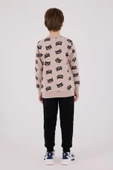 Roly Poly Erkek Çocuk Bej Desenli Pamuklu Uzun Kollu Eşofman Takım - 4