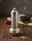 LUDIA Zamak Metal Gümüş Renk 3 lü Set Karabiber,Kahve,Çörek Otu El Değirmeni Öğütücü Grinder - 3