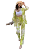 Alt Üst Takım Kimono- Desenli-Yeşil - 1