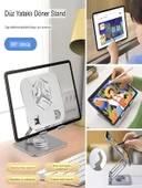 T125 Tablet Telefon Standı 4-12.9 inc Katlanabilir 360 Ayarlanabilir Alüminyum Govde - 3