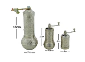 LUDIA Zamak Metal Gümüş Renk 3 lü Set Karabiber,Kahve,Çörek Otu El Değirmeni Öğütücü Grinder - 6
