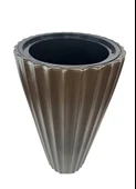 Kahverengi Lilyum Model Vazo Dekoratif Plastik Saksı 57cm 9 Litre İç Hacim Estetik ve Modern Tasarım - 2