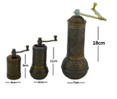 LUDIA Zamak Metal Antik Renk 3 lü Set Karabiber,Kahve,Çörek Otu El Değirmeni Öğütücü Grinder - 6