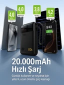 20000mAh 65W Hızlı Şarj Dijital göstergeli Type-C Kablolu/Girişli Askılı Powerbank Siyah thumbnail 2