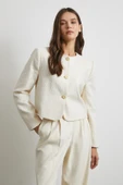 Koton Düğmeli Uzun Kollu Ceket Ekru - 3