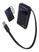 20000mAh 65W Hızlı Şarj Dijital göstergeli Type-C Kablolu/Girişli Askılı Powerbank Siyah thumbnail 6