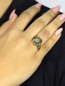 Doğal Taş Labradorit Doğal Taşlı Antik Model Kadın Ayarlanabillir Yüzük euy80lbt thumbnail 1