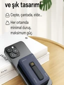 5000mAh 20W Hızlı Şarj Kablosuz Magsafe Powerbank Type-C Kablolu/Girişli Standlı Siyah thumbnail 5