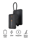 5000mAh 20W Hızlı Şarj Dijital Gösterge Kablosuz Magsafe Powerbank Type-C Kablolu/Girişli Standlı thumbnail 4