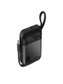 10000mAh Dijital Göstergeli Type-C Kablolu/Girişli 20W Hızlı Şarjlı Powerbank Siyah thumbnail 5