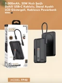5000mAh 20W Hızlı Şarj Dijital Gösterge Kablosuz Magsafe Powerbank Type-C Kablolu/Girişli Standlı - 2