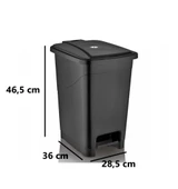 Omnipazar SRL-3029 Slim Pedallı Plastik Çöp Kovası İç Kovalı 25 lt Siyah thumbnail 2