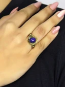 Doğal Taş Lapis Doğal Taşlı Antik Model Kadın Ayarlanabillir Yüzük euy80l thumbnail 2