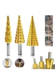 3 lü Set Matkap Ucu Kademeli Sac Delme Aparatı HSS Titanyum Kaplama (5284) thumbnail 1