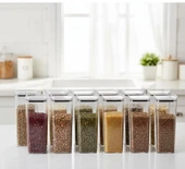 Geseus Uzun Kare Hava Geçirmez Erzak Saklama Kabı 12 Adet 3100 ML thumbnail 1