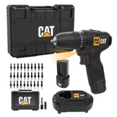 CAT DX1160 12Volt/2.0Ah Li-ion Çift Akülü Kömürsüz Profesyonel Şarjlı Darbeli Matkap + DA01901 32 Parça Aksesuar Seti - 2