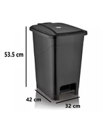 Omnipazar SRL-3030 Slim Pedallı Plastik Çöp Kovası İç Kovalı 40 lt Siyah thumbnail 2