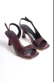 New Kelly Bordo Rugan Kadın Yüksek Topuklu Sandalet - 3