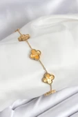 316L Çelik Gold Zincir Sarı Yonca Bileklik - TJ-BB7906 thumbnail 1