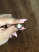 Doğal Taş Pembe Kuvars Taşlı Antik Model Kadın Ayarlanabillir Yüzük euy80pk thumbnail 3