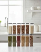 Geseus Uzun Dikdörtgen Hava Geçirmez Erzak Saklama Kabı 12 Adet 4100 ML thumbnail 1