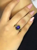 Doğal Taş Lapis Doğal Taşlı Antik Model Kadın Ayarlanabillir Yüzük euy80l thumbnail 1