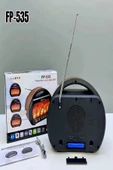 ULTRATEKNO FP-535 El Fenerli Büyük Boy Bluetooth Hoparlör Ahşap Şömine Görünümlü Nostaljik FM Radyo thumbnail 8