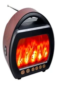 ULTRATEKNO FP-535 El Fenerli Büyük Boy Bluetooth Hoparlör Ahşap Şömine Görünümlü Nostaljik FM Radyo - 2