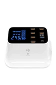 ULTRATEKNO DooLike 8 Port USB Hızlı Şarj İstasyonu QC 3.0 + Type-C Amper LED Göstergeli Akım Koruma 1.5m Kablo - 6
