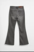 Kadın İspanyol Paça Likralı Esnek Gri Flare Jean Pantolon thumbnail 3