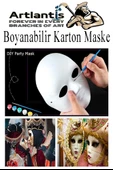 Maske Boyama 1 Paket Boyanabilir Karton Maske Lastikli İnsan Yüzü Suratı Yerli Üretim Fırça Akrilik Boya 6 Renk thumbnail 3