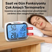 ThermoPro TP393B 7" Wi-Fi İç ve Dış Mekan Sıcaklık, Nem, Basınç Ölçer Geniş Ekranlı Termometre thumbnail 4