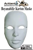 Maske Boyama 1 Adet Boyanabilir Karton Maske Lastikli İnsan Yüzü Suratı Yerli Üretim Okul Sınıf Etkinlikleri Hobi - 1