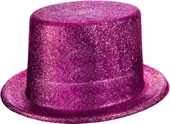 Fuşya Pembe Renk Parıltılı Simli Fötr Silindir Parti Şapkası thumbnail 2