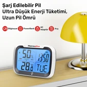 ThermoPro TP393B 7" Wi-Fi İç ve Dış Mekan Sıcaklık, Nem, Basınç Ölçer Geniş Ekranlı Termometre thumbnail 3
