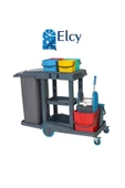 ELCY Temizlik Kat Arabası Çift Kovalı ÖZEL Çöp Kovalı Dört Kovalı Brandalı - 1