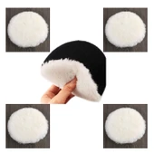 ( 5 Adet ) Yün Ped Ø 180 mm Pasta Cila Polisaj Süngeri Cırt Tabanlı Kuzu Postu Yünü Keçesi Parlatma thumbnail 1